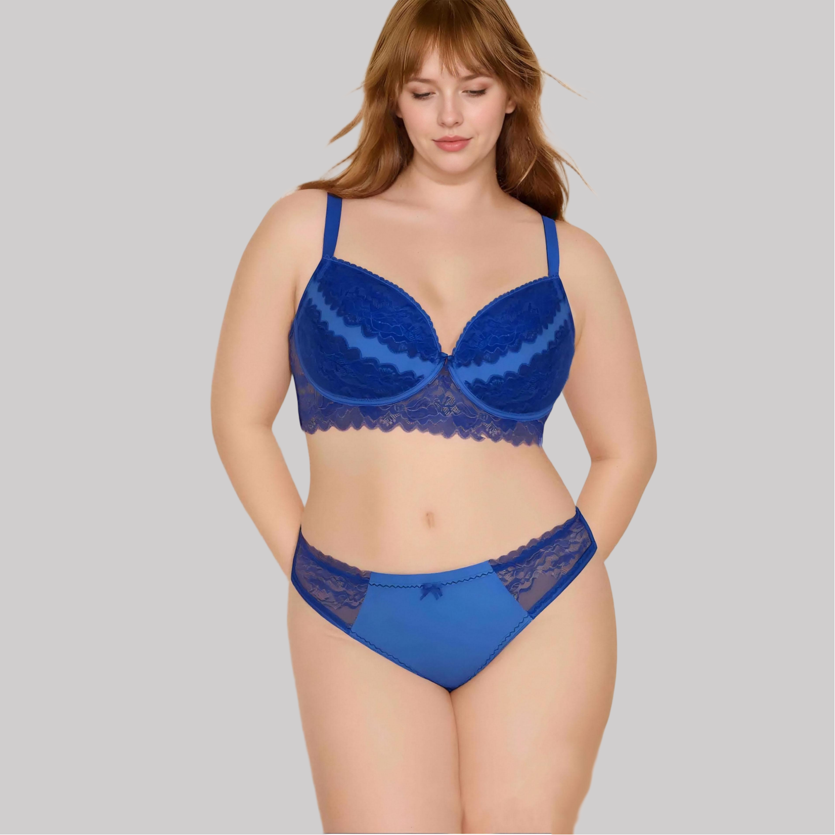 Custom Plus Size Full Cup Lace  Bra And Panty Set