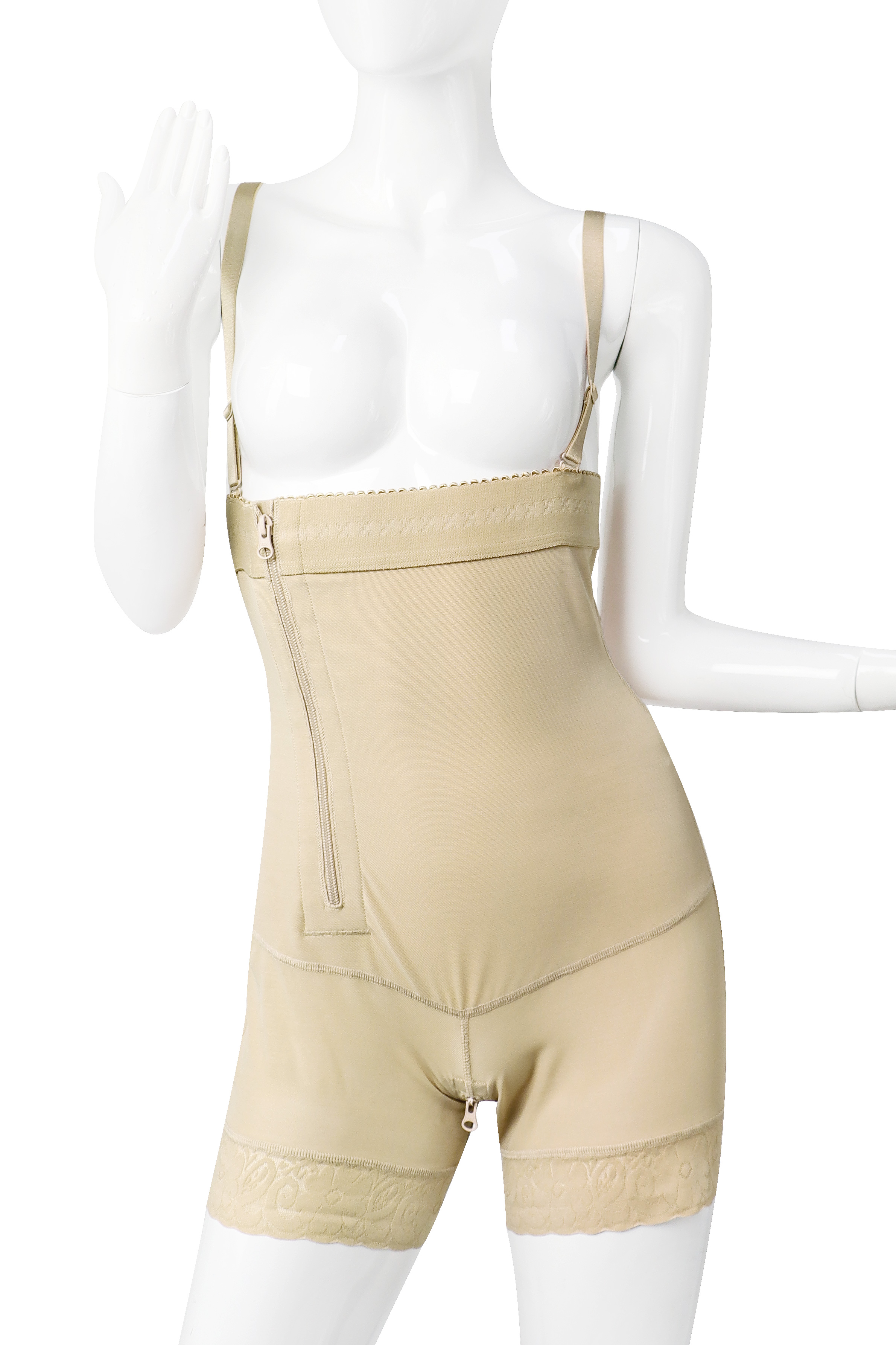 Shaping High-Waisted Pants Nude Women's Pants With Side Openings