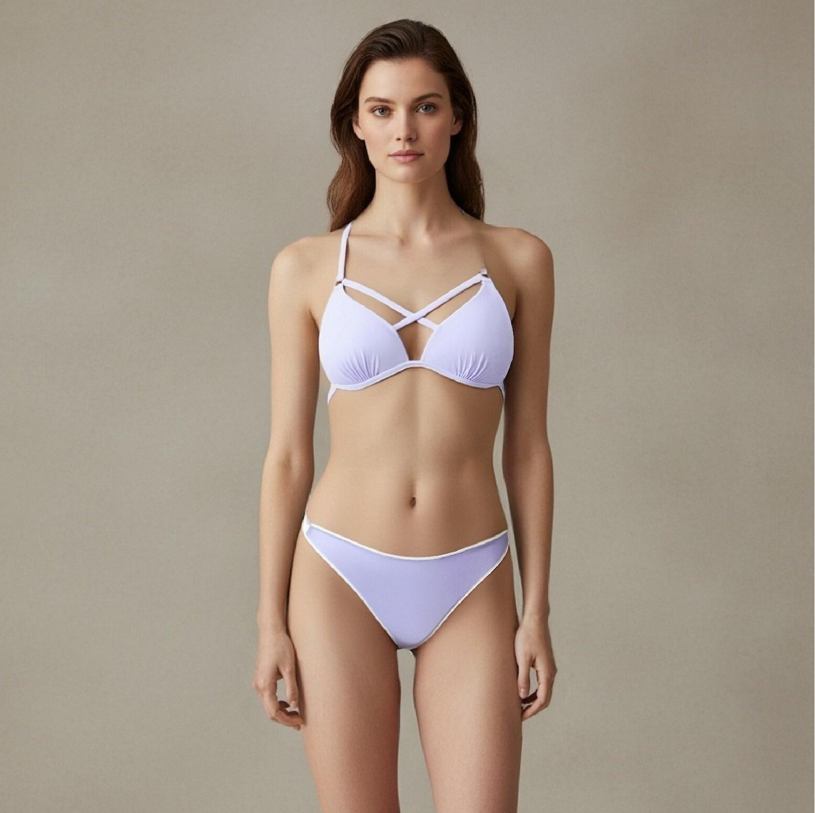 Sky Blue Swimwear Cup Bra+Pant Set